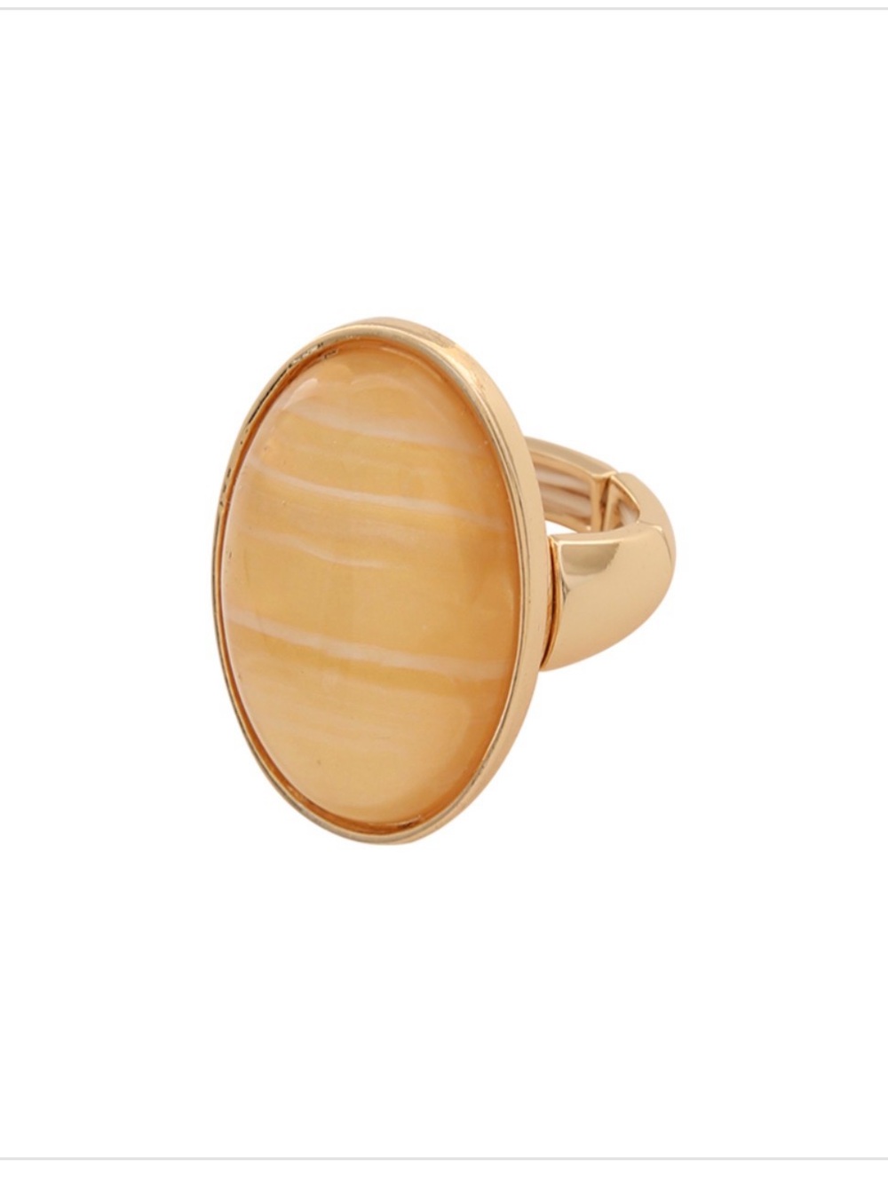 Gold-Tone Peach Oval Stone Statement Ring